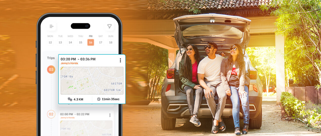 Get a day-wise trip overview and insights on Qubo Go app with Smart GPS tracker for car & bike