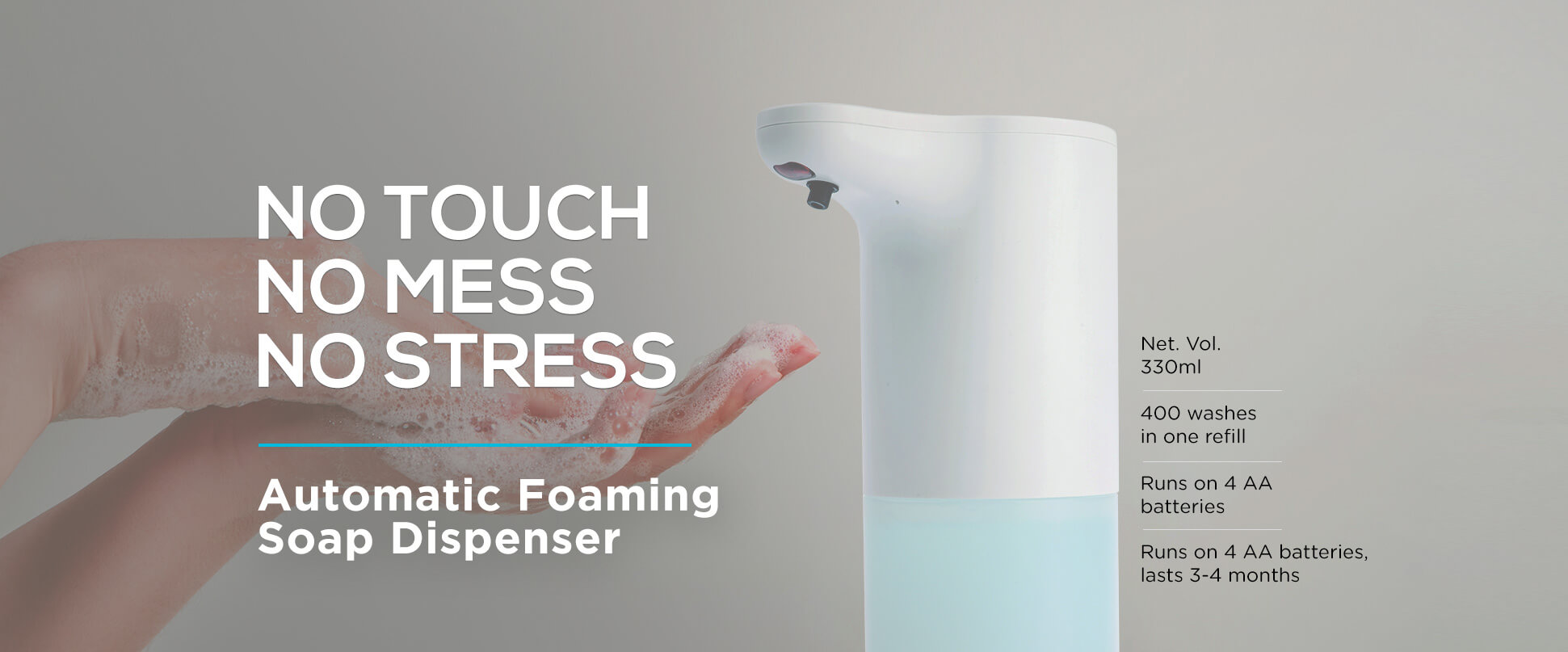 Qubo Automatic Foaming Soap Dispenser - Touchless, Hygienic, Spill Proof