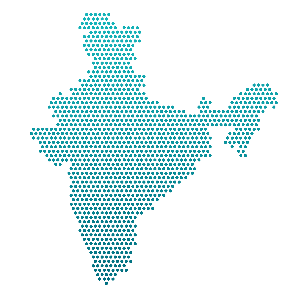 GIF of India's map highlighting regions covered by Qubo's installation services
