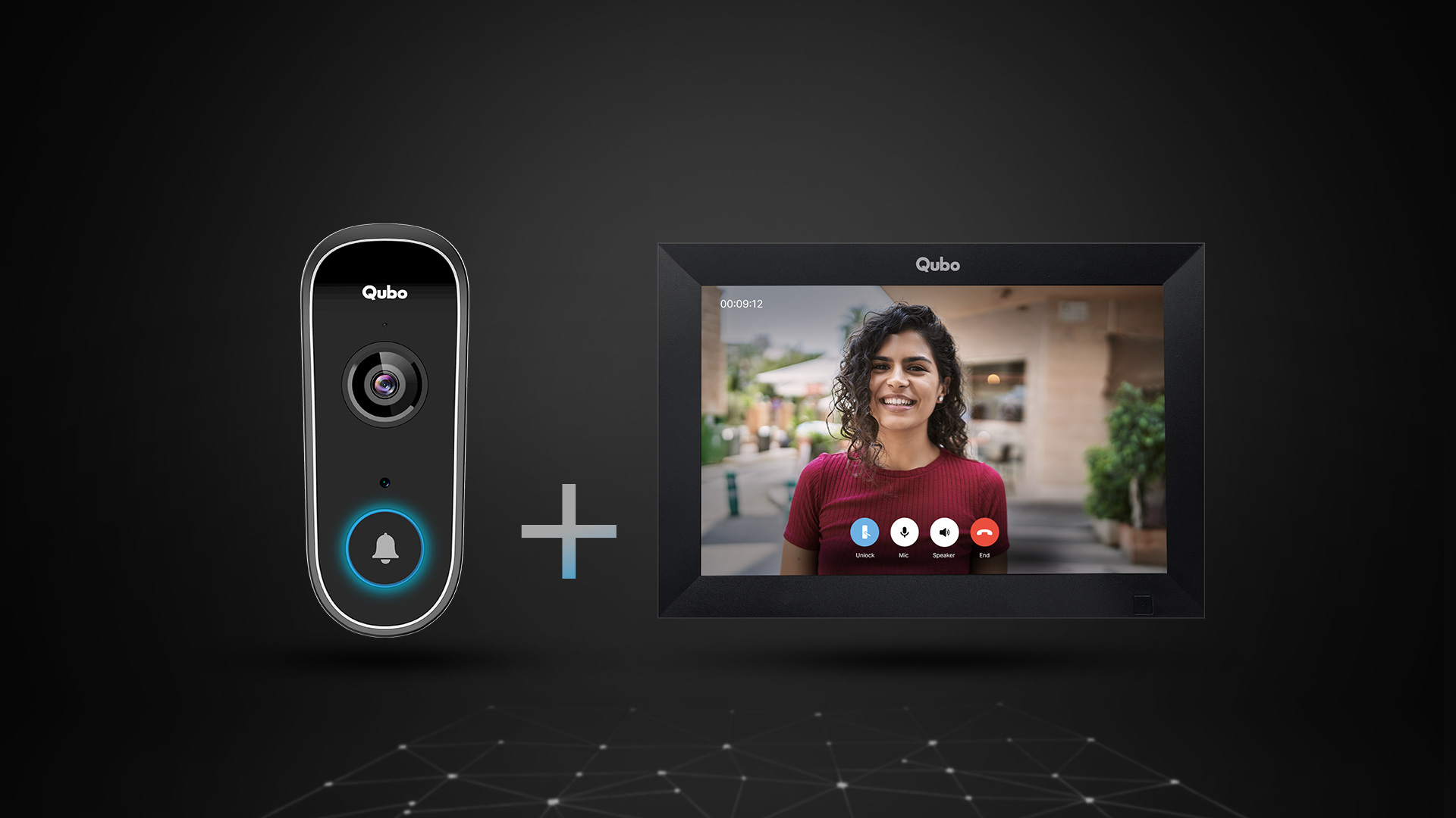 YouTube video thumbnail featuring Qubo Video Doorbell and Qubo Home Tab